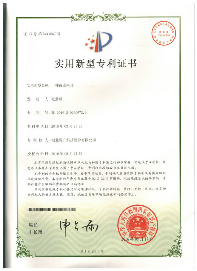Patent Certificate 6